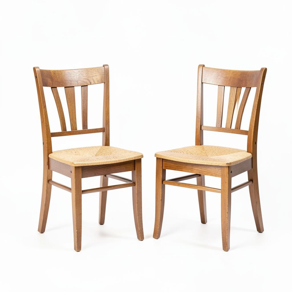 Pair of solid oak dining chairs